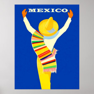 Mexico, Mexican man in sombrero and folk costume Poster