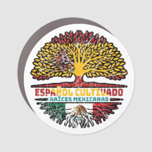 Mexico Mexican Spain Spanish Tree Roots Flag Car Magnet