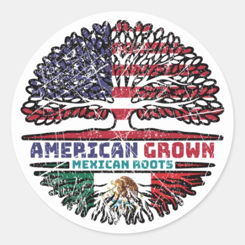 Mexico Mexican US American USA United States Tree Classic Round Sticker