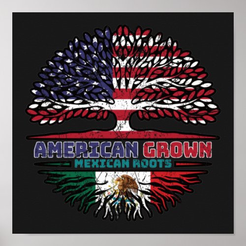 Mexico Mexican US American USA United States Tree Poster