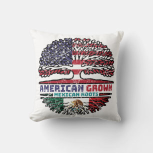 Mexico Mexican US American USA United States Tree Throw Pillow