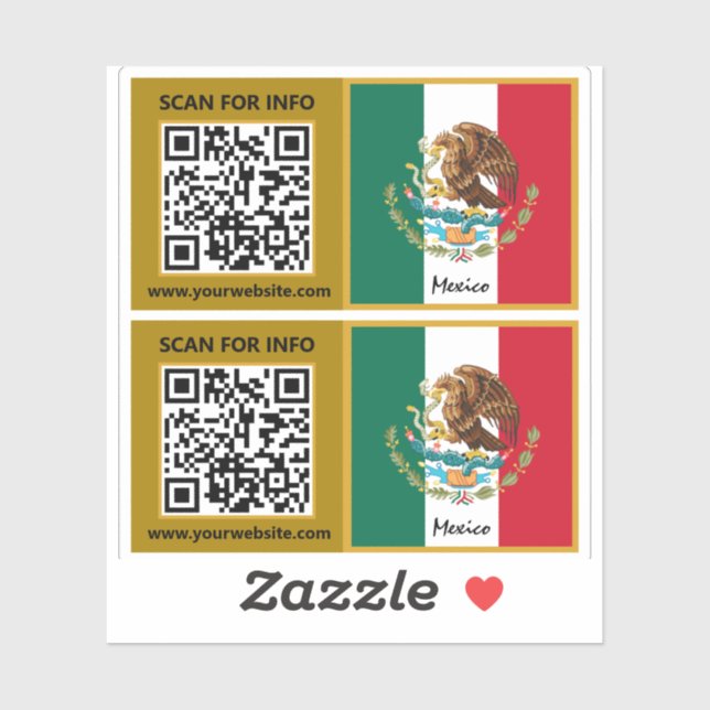 Mexico Modern QR Code Stickers, Mexican Flag Sticker (Sheet)