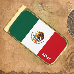 Mexico money clip, patriotic, Mexican Flag Gold Finish Money Clip