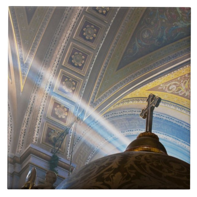 Mexico, Morelia. Sun's rays penetrate interior Ceramic Tile (Front)