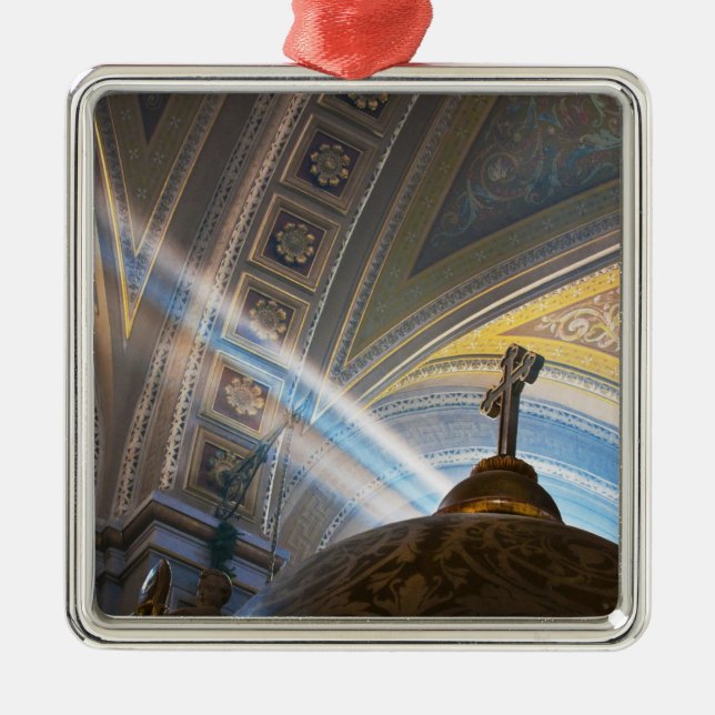 Mexico, Morelia. Sun's rays penetrate interior Metal Ornament (Front)