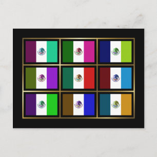 Mexico Multihue Flags Postcard