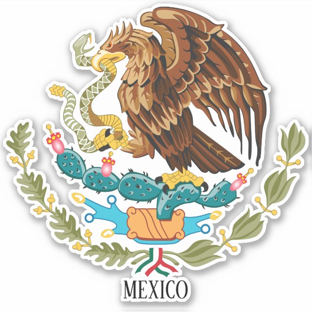 Mexico National Coat Of Arms Patriotic Sticker (Front)