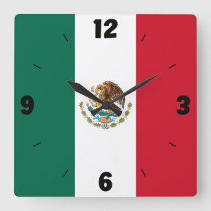 Mexico National Flag Patriotic Square Wall Clock