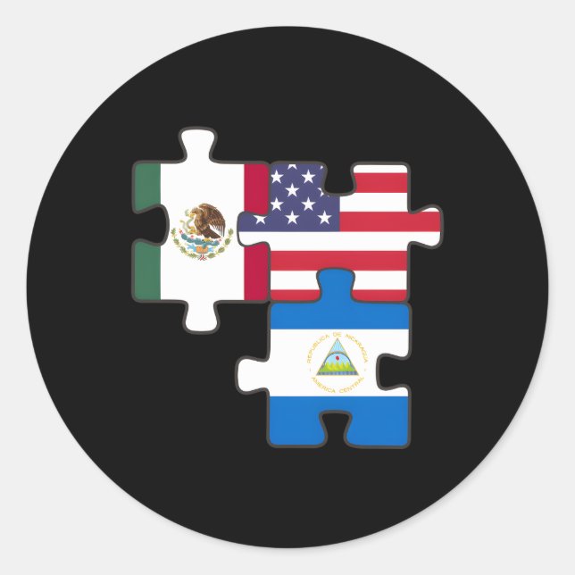 Mexico Nicaragua And The Usa Puzzle Classic Round Sticker (Front)
