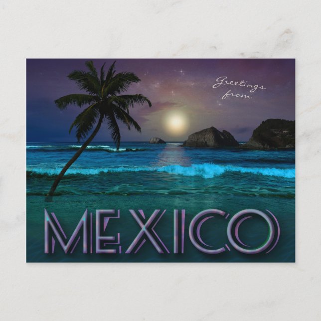 Mexico Night at the Beach (customizable) Postcard (Front)
