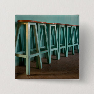 Mexico, Oaxaca, Green Bar Stools line wall Pinback Button