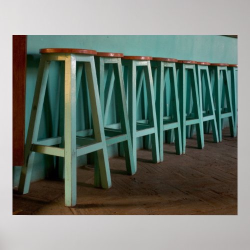 Mexico Oaxaca Green Bar Stools line wall Poster