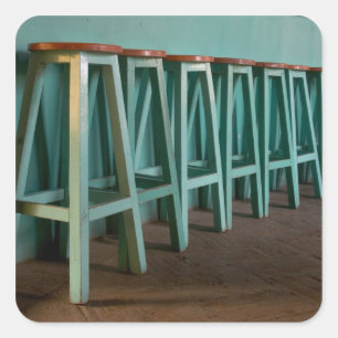 Mexico, Oaxaca, Green Bar Stools line wall Square Sticker