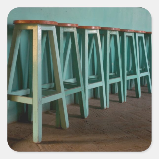 Mexico, Oaxaca, Green Bar Stools line wall Square Sticker (Front)