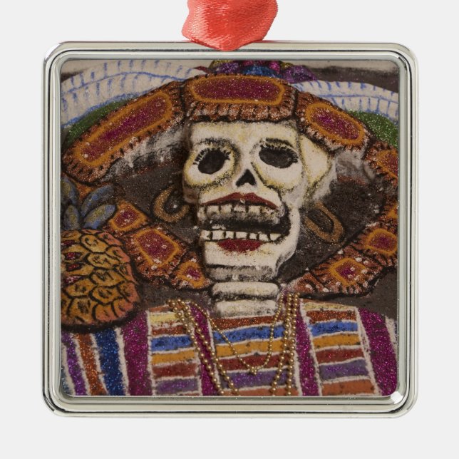 Mexico, Oaxaca. Sand tapestry (tapete de arena) Metal Ornament (Front)