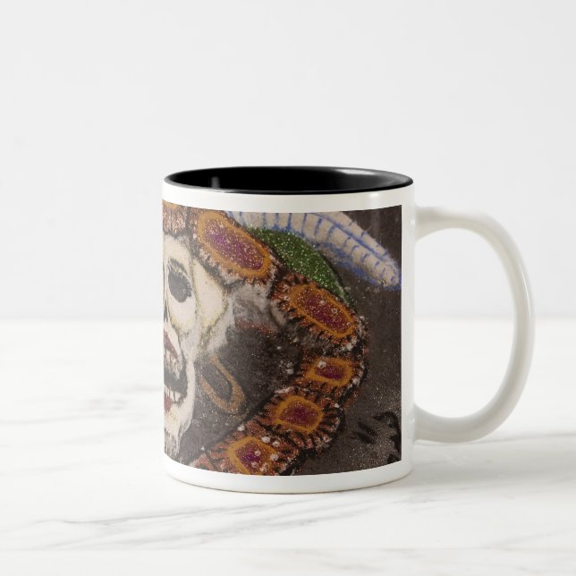 Mexico, Oaxaca. Sand tapestry (tapete de arena) Two-Tone Coffee Mug (Right)