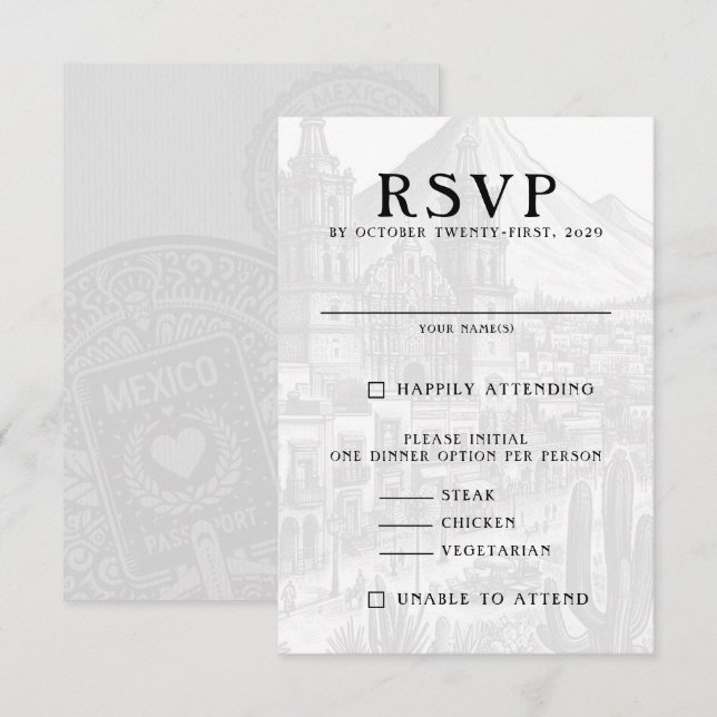 Mexico Passport RSVP Card (Front/Back)
