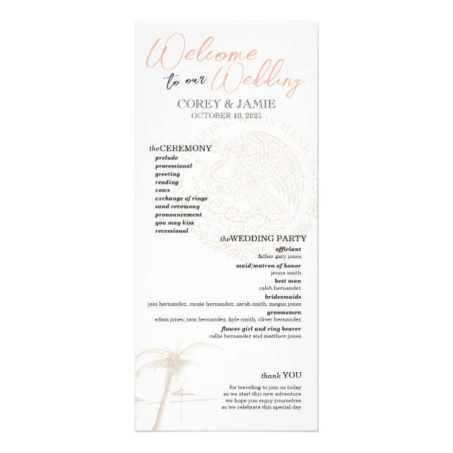 Mexico Passport Wedding Program (Front)