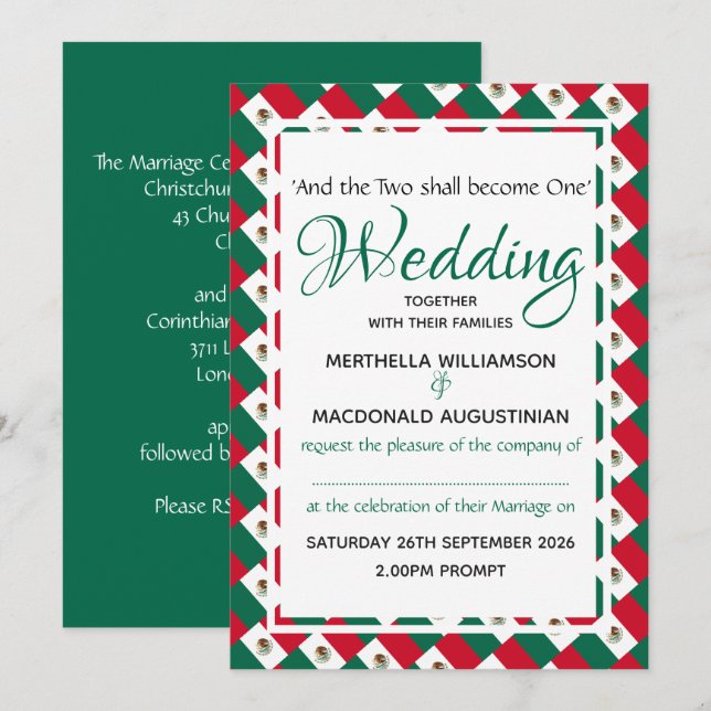 MEXICO Personalized Wedding Celebration Occasion Invitation (Front/Back)