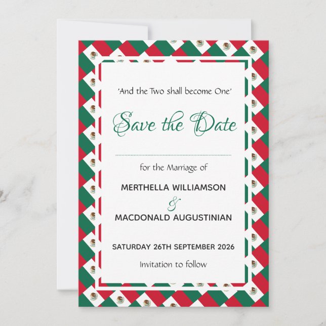 MEXICO Personalized Wedding Celebration Occasion Save The Date (Front)