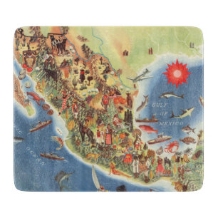 Mexico Pictorial Map by Miguel Gomez Medina Cutting Board