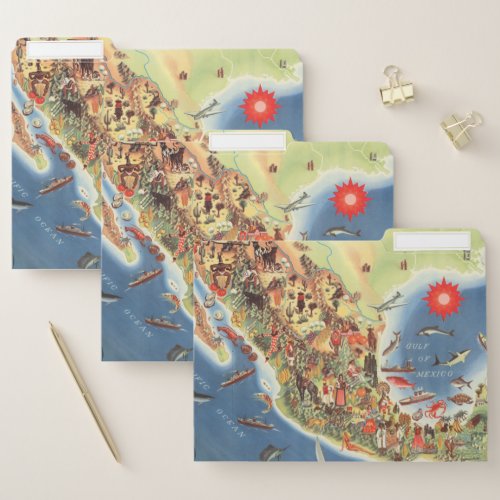 Mexico Pictorial Map by Miguel Gomez Medina File Folder