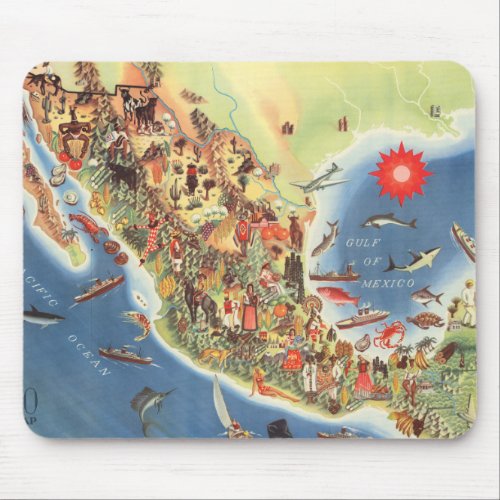 Mexico Pictorial Map by Miguel Gomez Medina Mouse Pad