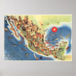 Mexico Pictorial Map by Miguel Gomez Medina Poster