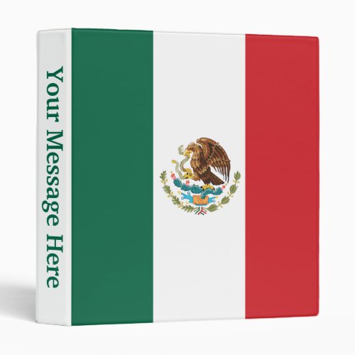 Mexico Plain Flag 3 Ring Binder