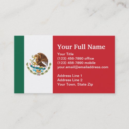 Mexico Plain Flag Business Card