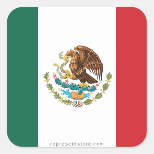 Mexico Plain Flag Square Sticker