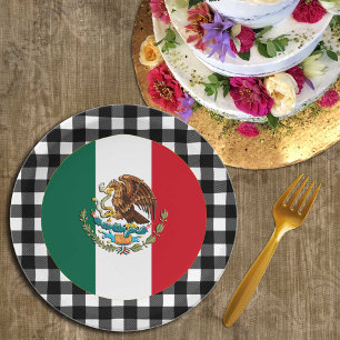 Mexico Plate, buffalo plaid & Mexican Flag Paper Plates