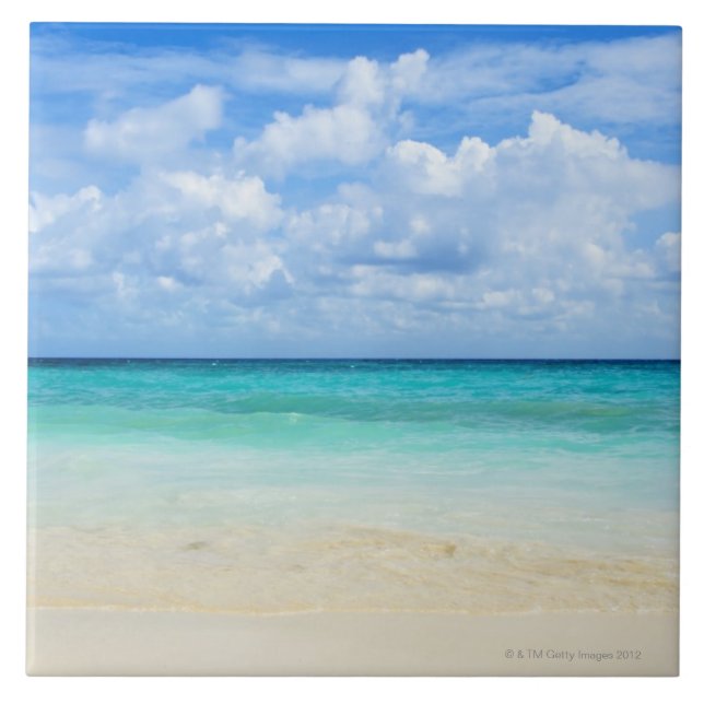 Mexico, Playa Del Carmen, tropical beach Ceramic Tile (Front)