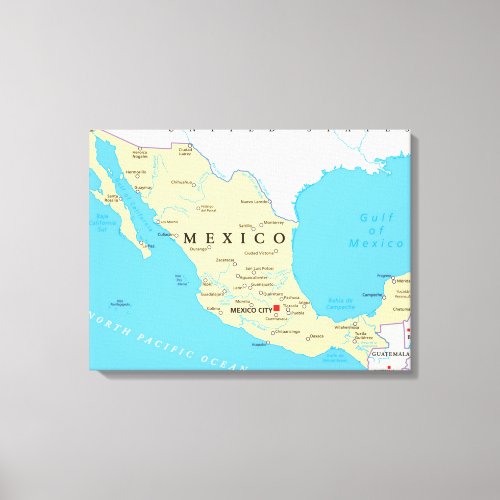Mexico Political Map Canvas Print