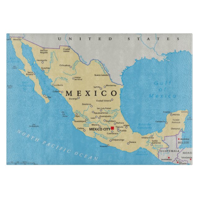 Mexico Political Map Cutting Board (Front)