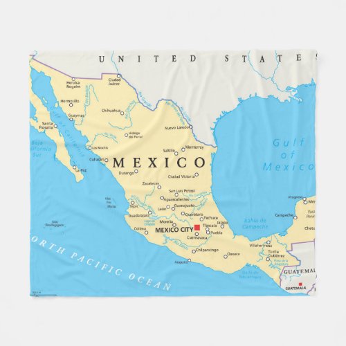 Mexico Political Map Fleece Blanket