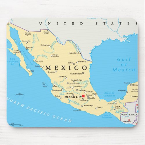 Mexico Political Map Mouse Pad