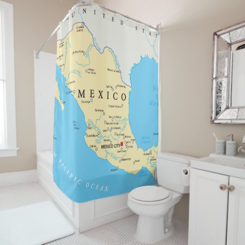 Mexico Political Map Shower Curtain