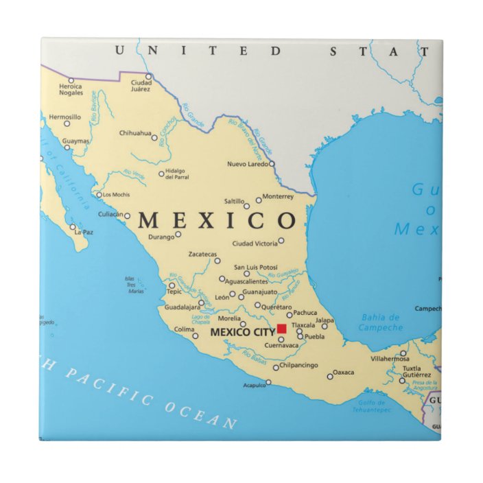 Mexico Political Map Tile Zazzle