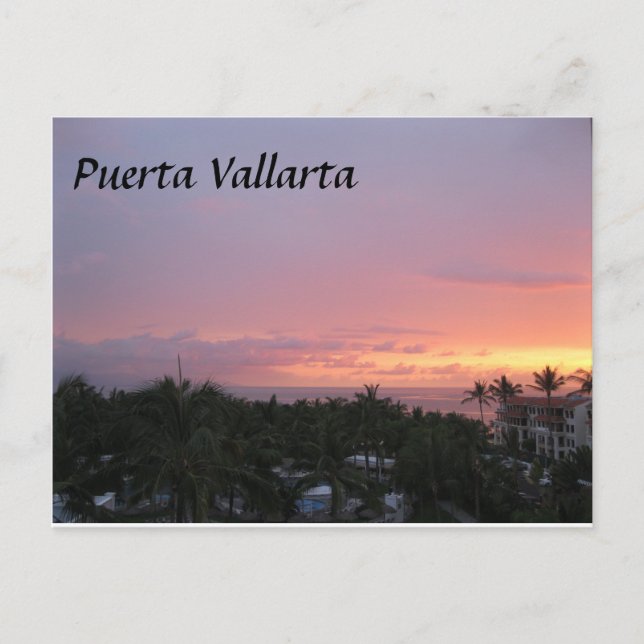 Mexico Puerta Vallarta sunset vacation Postcard (Front)