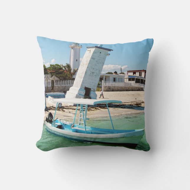 Mexico Puerto Morelos Throw Pillow (Front)