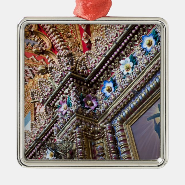 Mexico, Queretaro. Detail inside ornate Catholic Metal Ornament (Front)