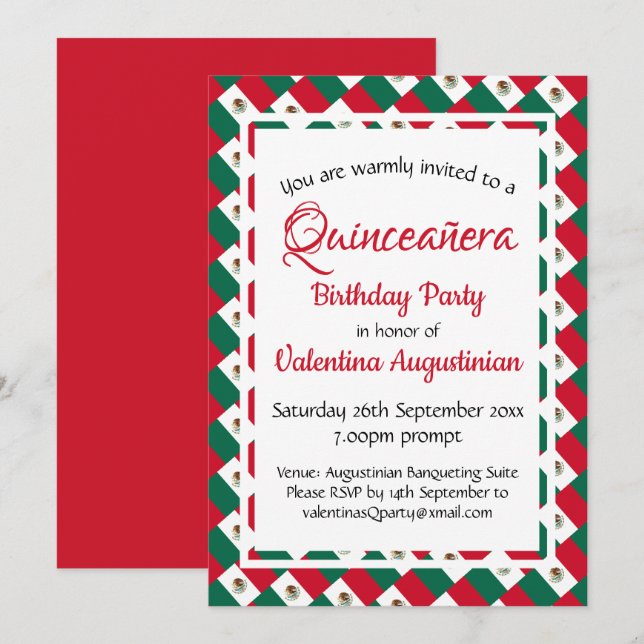 MEXICO Quinceañera Birthday Personalized Invitation (Front/Back)