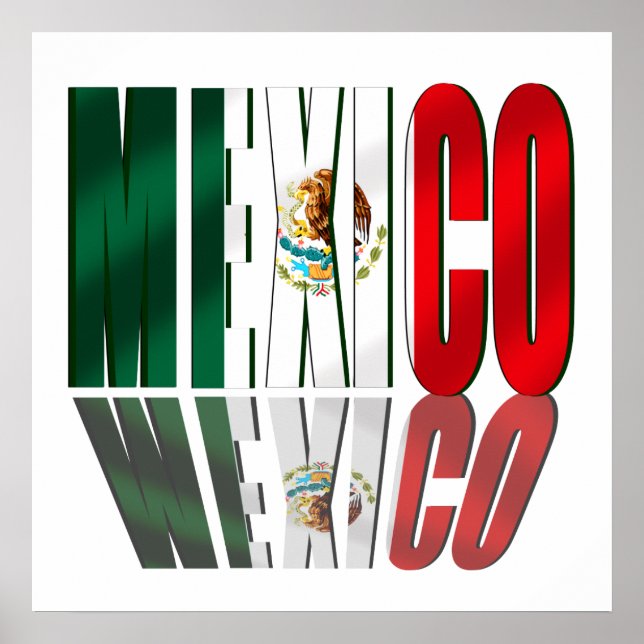 Mexico Reflection logo flag for Mexicans Poster (Front)