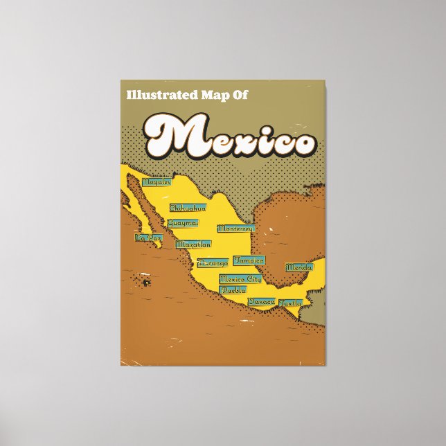 Mexico retro map canvas print (Front)