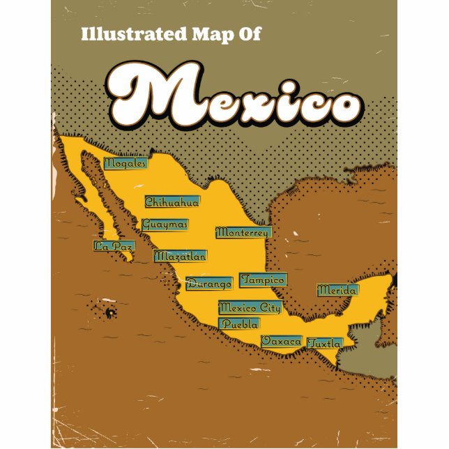 Mexico retro map cutout (Front)