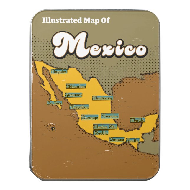 Mexico retro map jigsaw puzzle (Lid Vertical)