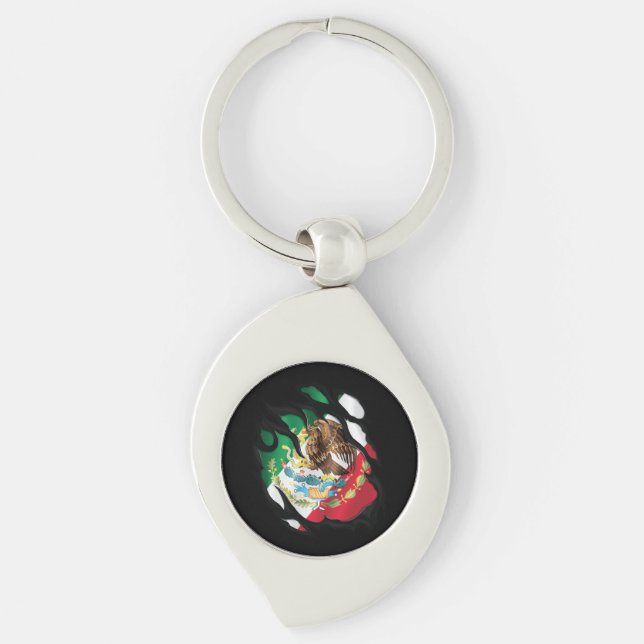 Mexico Ripped Flag Keychain (Front)