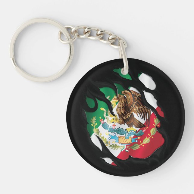 Mexico Ripped Flag Keychain (Front)