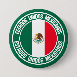 Mexico Round Emblem Button